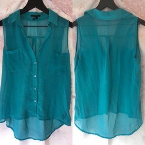 Sleeveless Teal Blouse